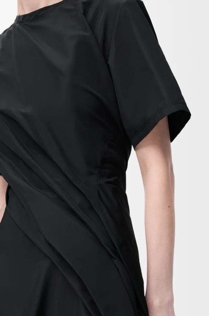 丝绸混纺塔夫绸扭褶连衣裙