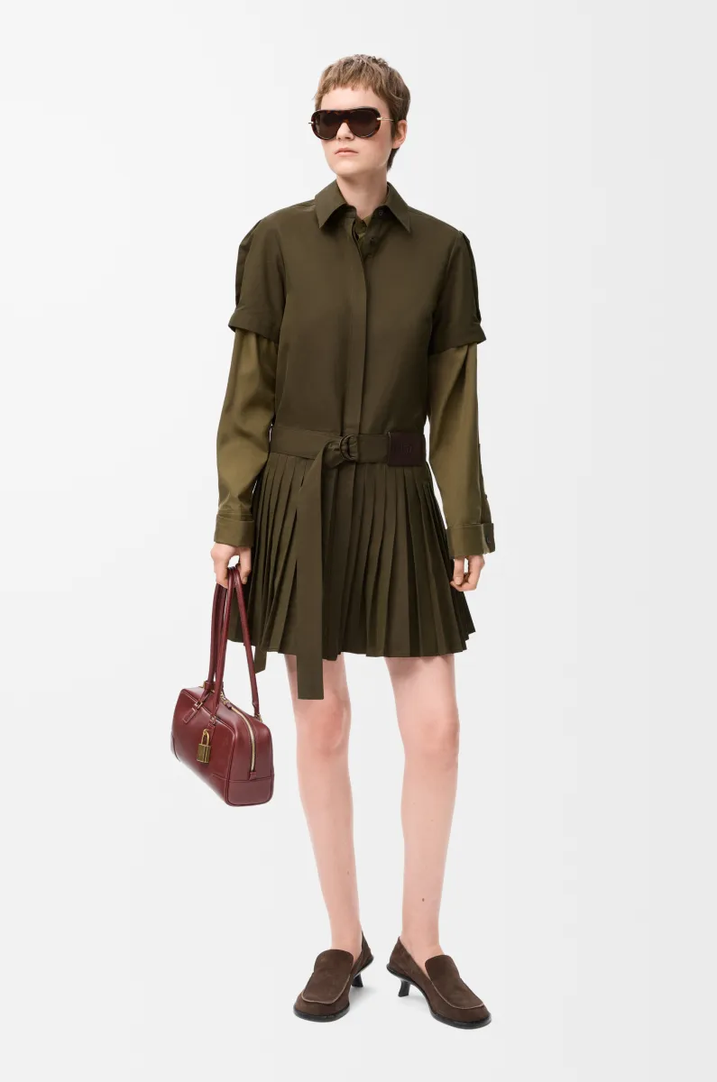 棉质混纺褶裥连衣裙