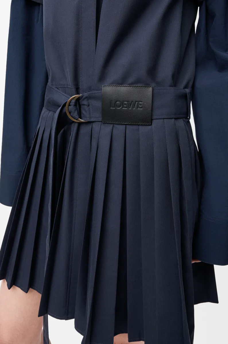 棉质混纺褶裥连衣裙