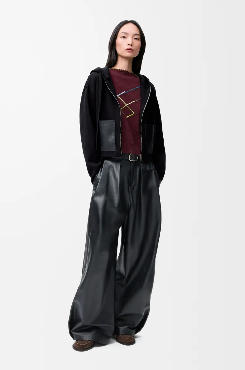 羊毛拉链连帽卫衣