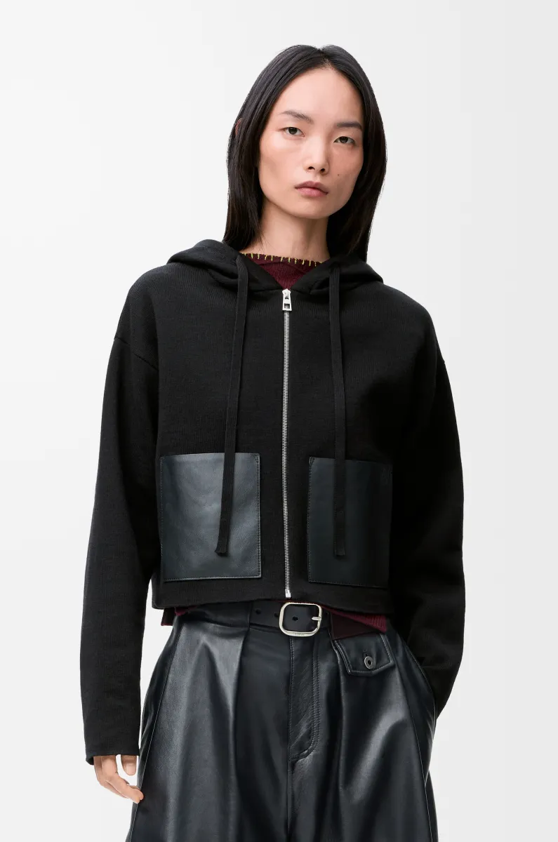 羊毛拉链连帽卫衣