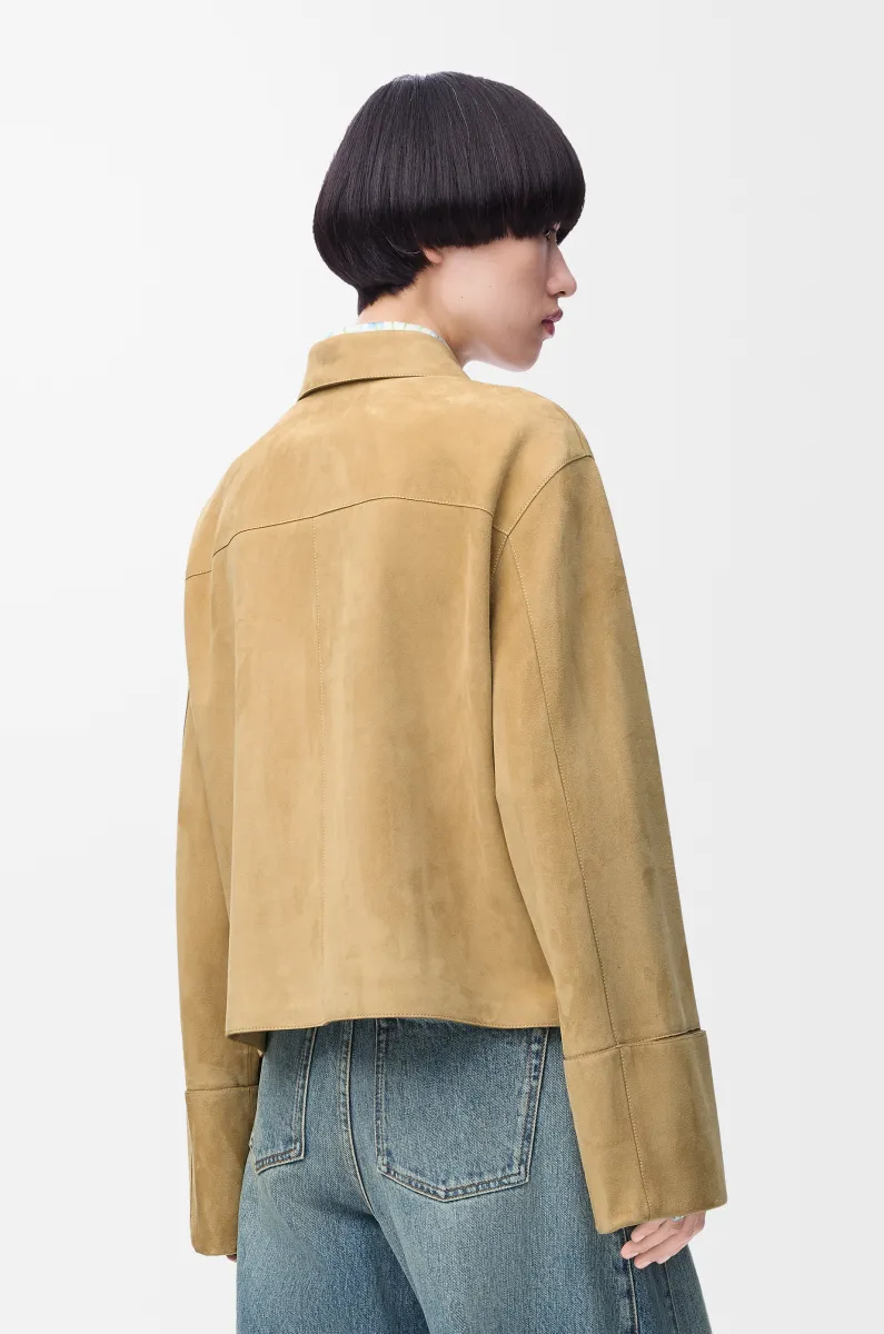 绒面羊皮革翻边外套