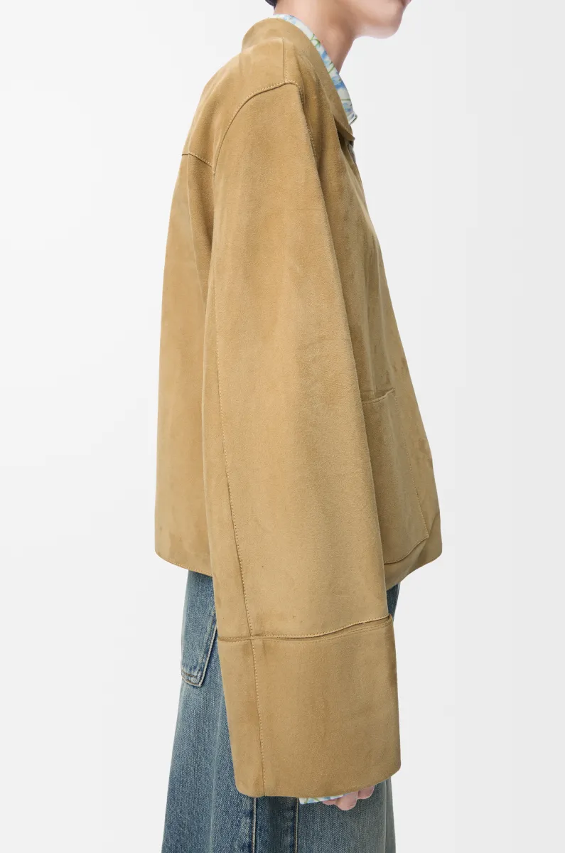 绒面羊皮革翻边外套