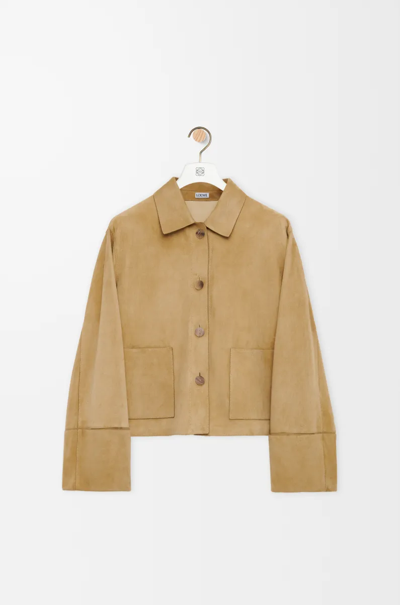 绒面羊皮革翻边外套