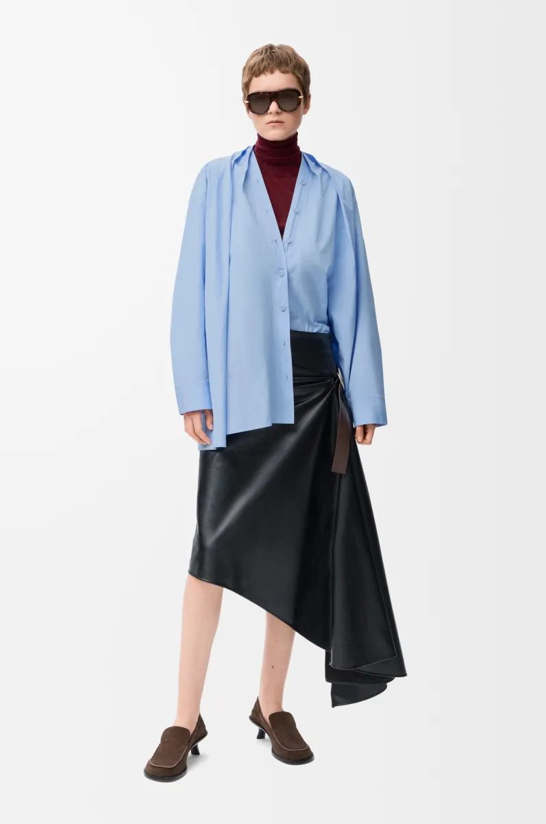 纳帕羊皮革腰带半身裙