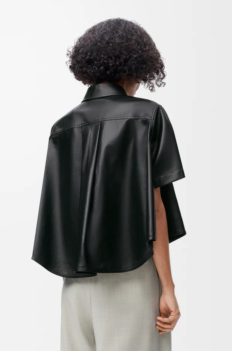 纳帕羊皮革短袖梯形衬衫