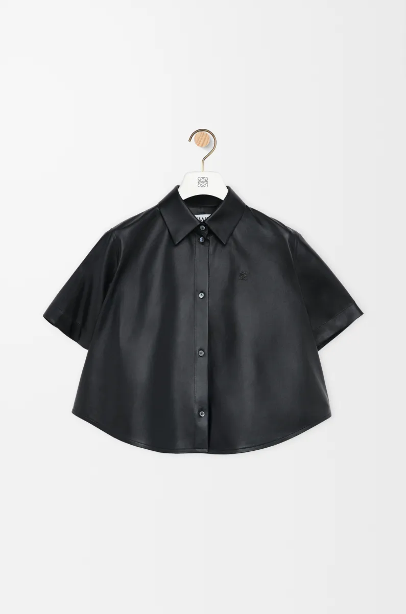 纳帕羊皮革短袖梯形衬衫