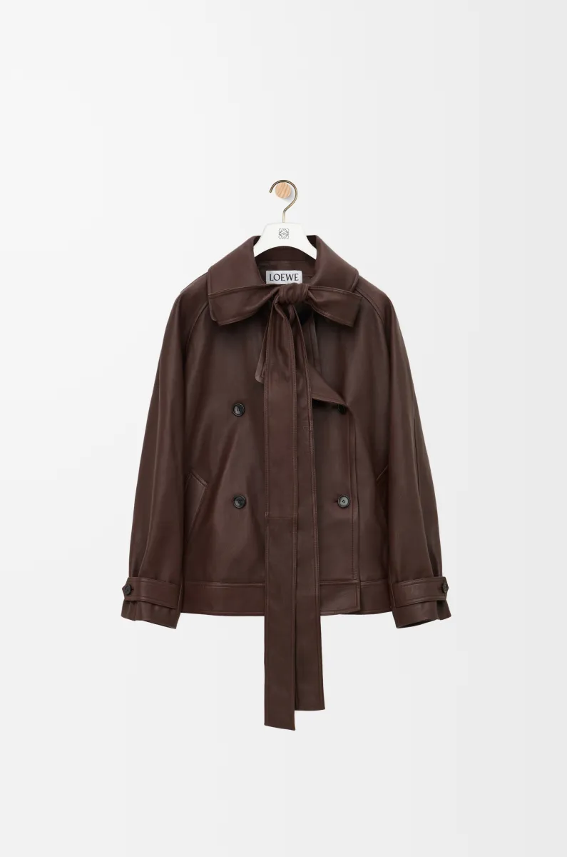 纳帕羊皮革蝴蝶结夹克