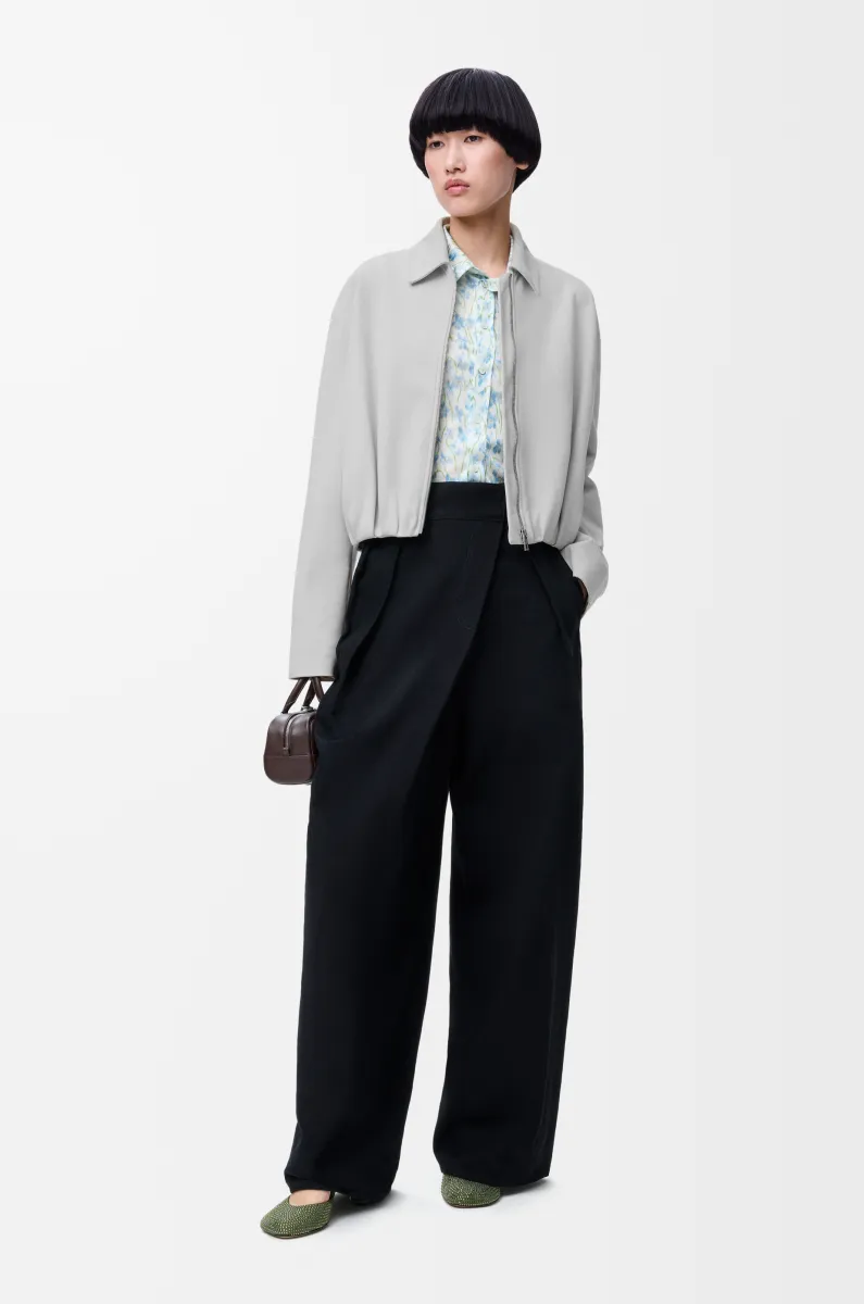 绒面羊皮革垂坠夹克