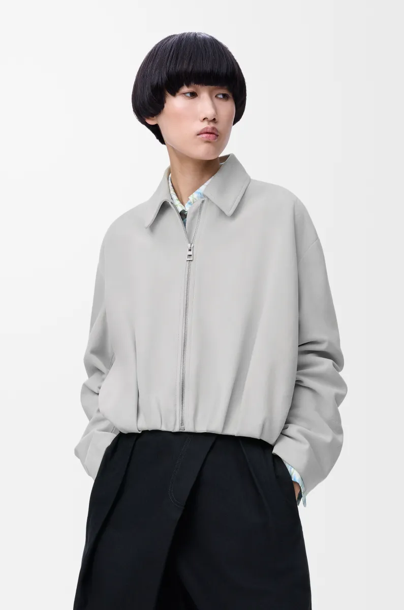 绒面羊皮革垂坠夹克