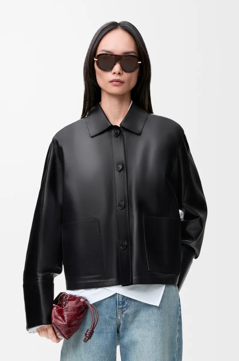 纳帕羊皮革翻边外套