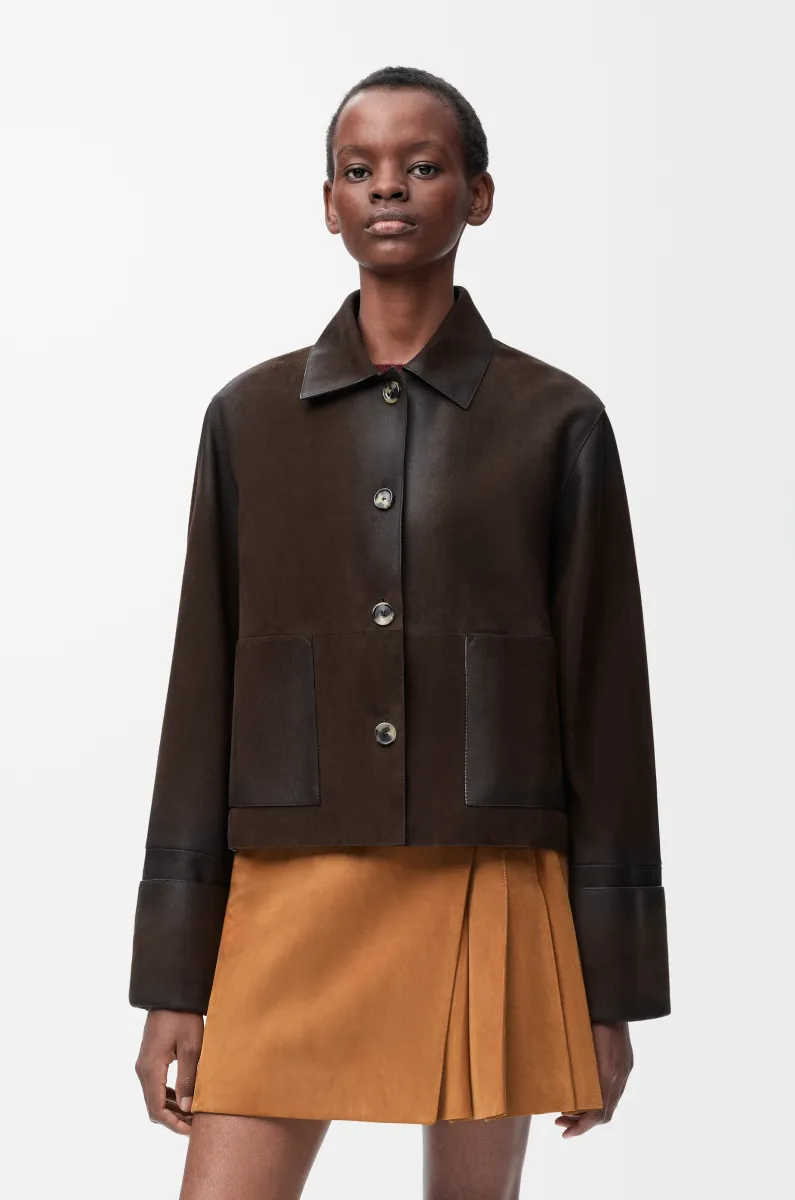 绒面羊皮革翻边夹克