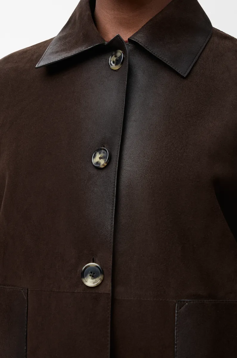 绒面羊皮革翻边夹克