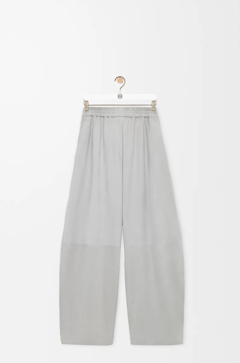 绒面羊皮革锥形长裤