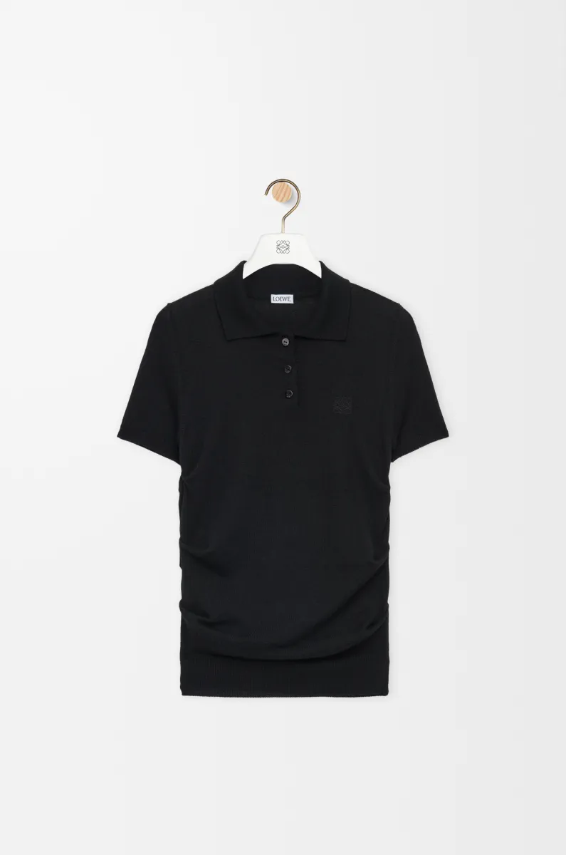 羊绒和丝绸短袖 Polo 毛衣