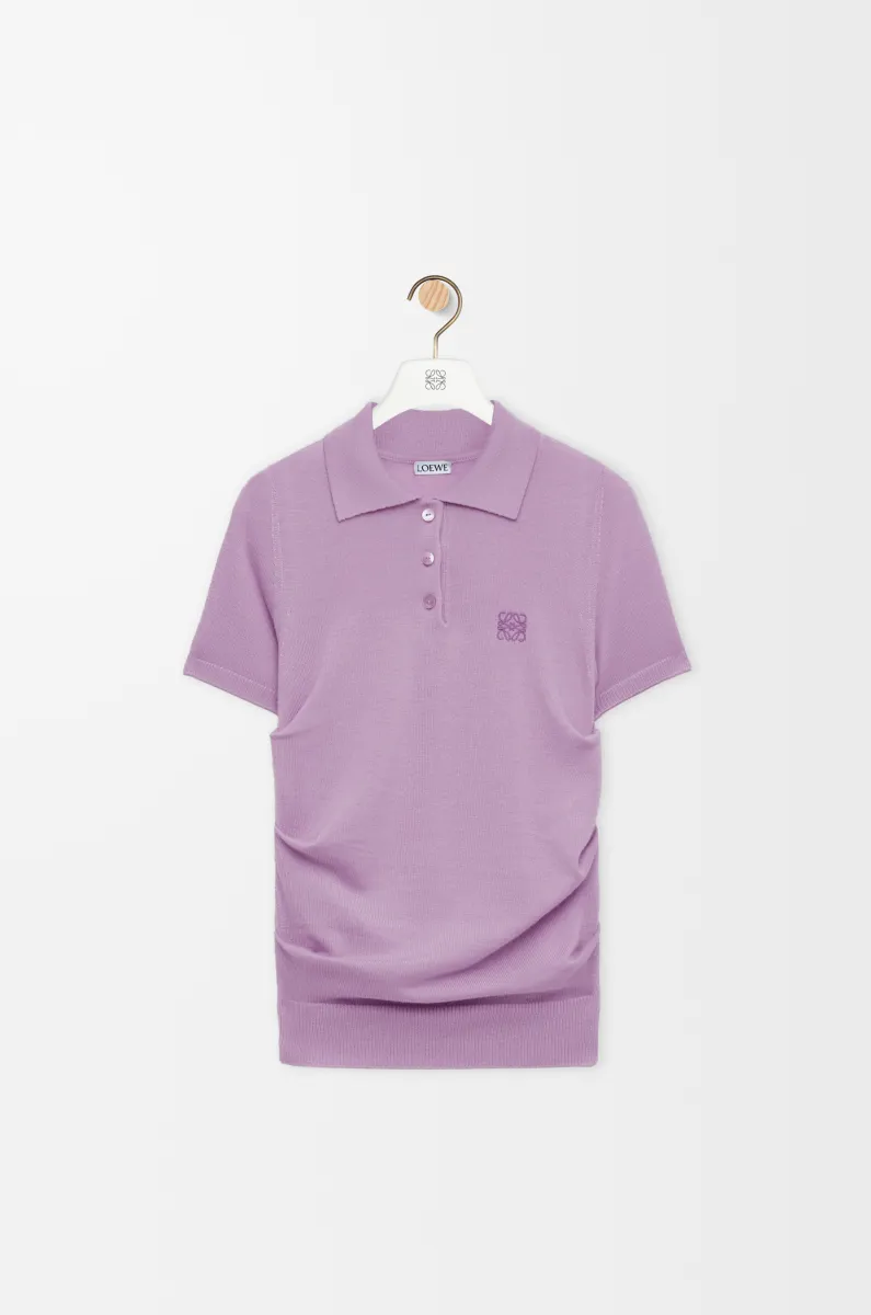 羊绒和丝绸短袖 Polo 毛衣