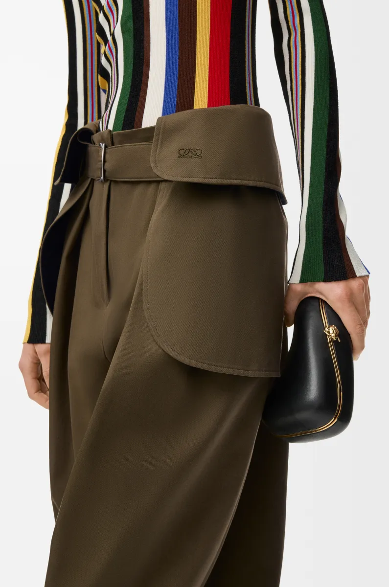 棉质和丝绸工装长裤