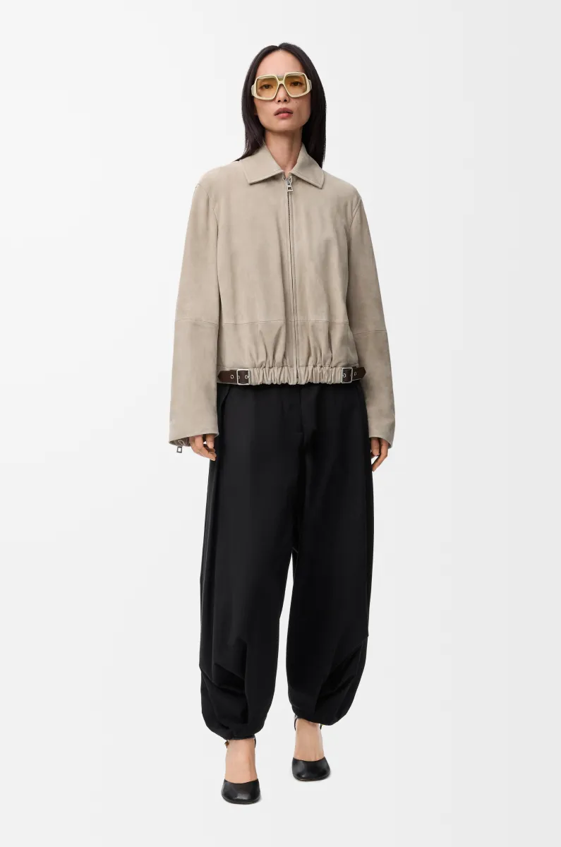 绒面羊皮革腰带夹克