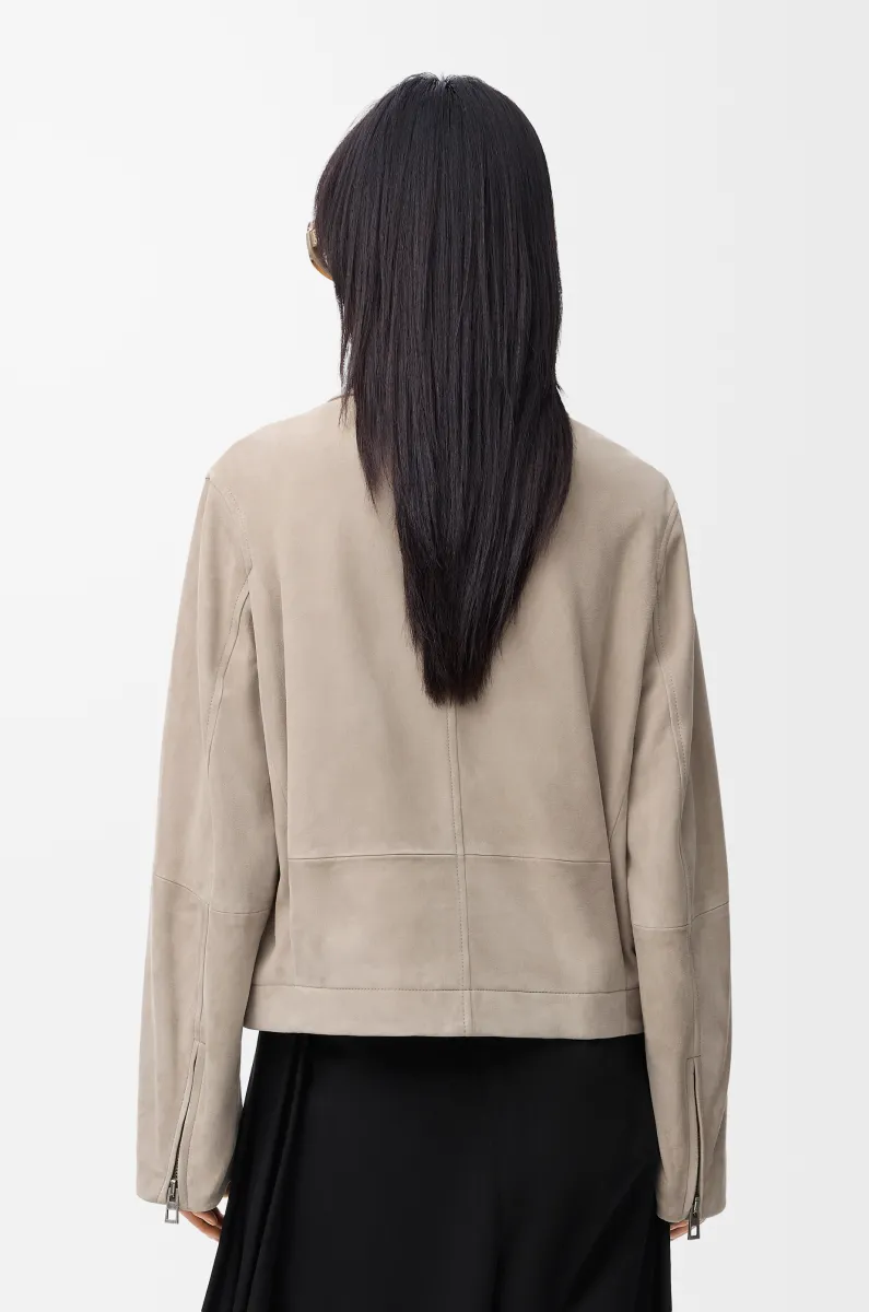 绒面羊皮革腰带夹克