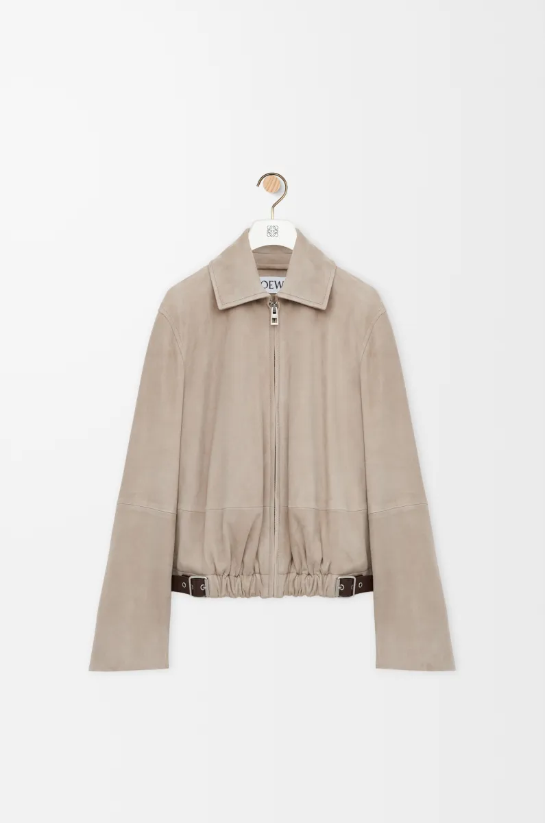 绒面羊皮革腰带夹克