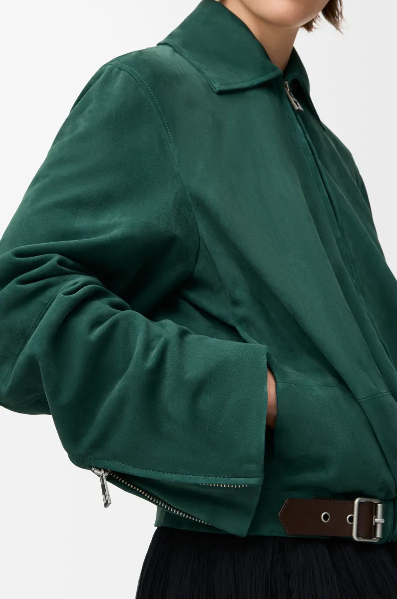 绒面羊皮革腰带夹克