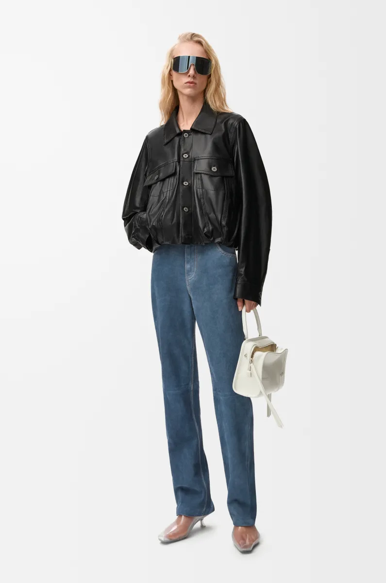 绒面羊皮革长裤