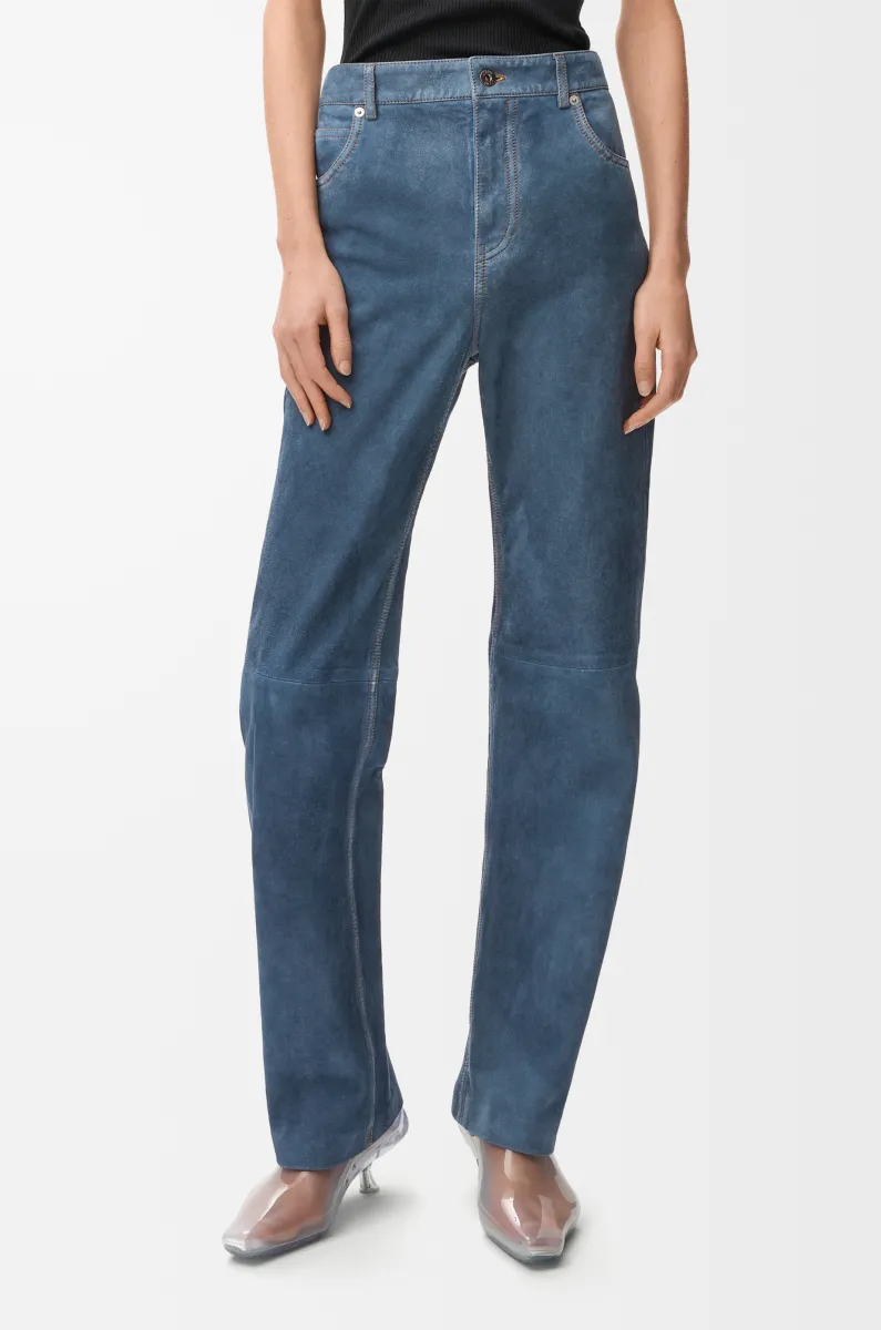 绒面羊皮革长裤