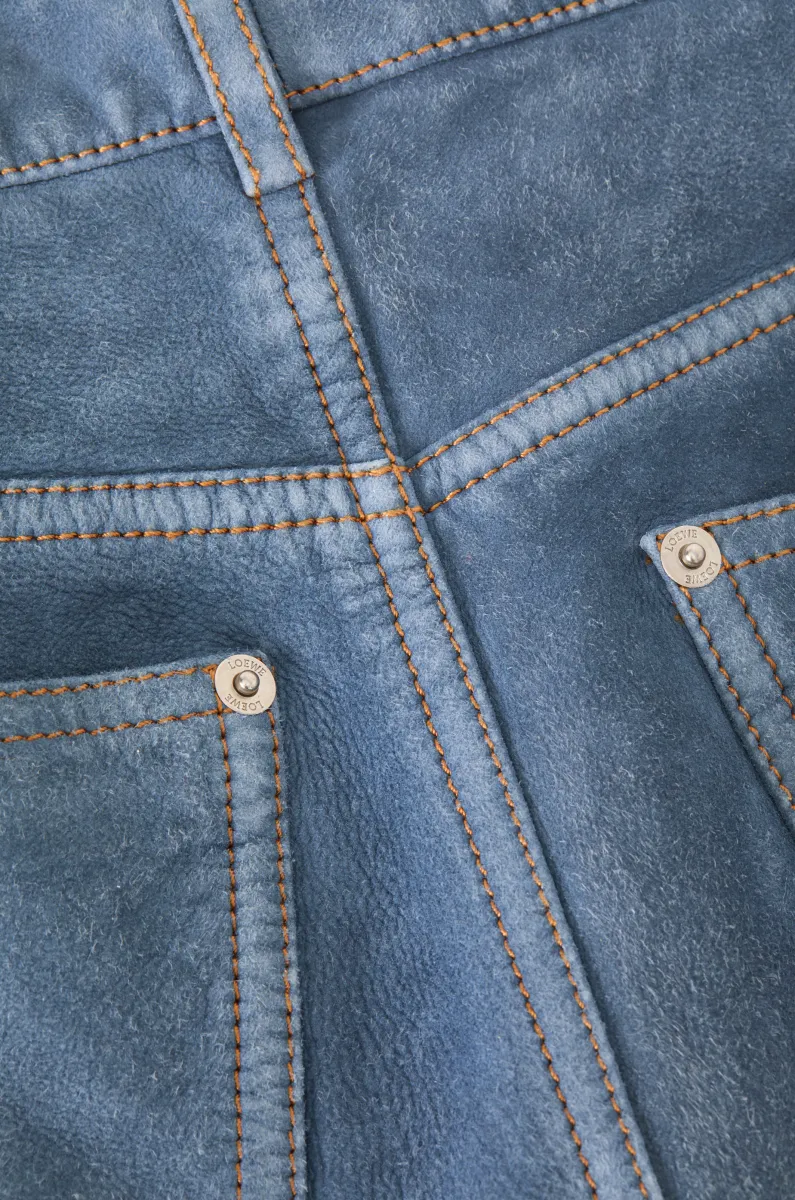 绒面羊皮革长裤