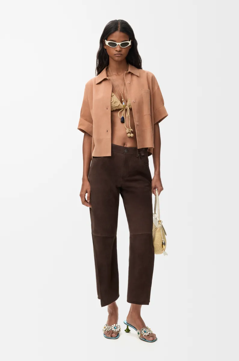 绒面羊皮革长裤