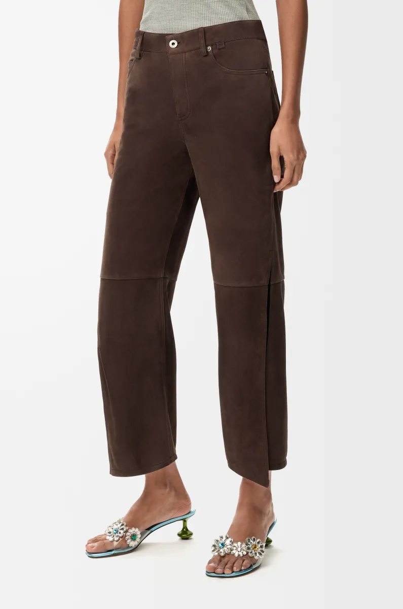 绒面羊皮革长裤