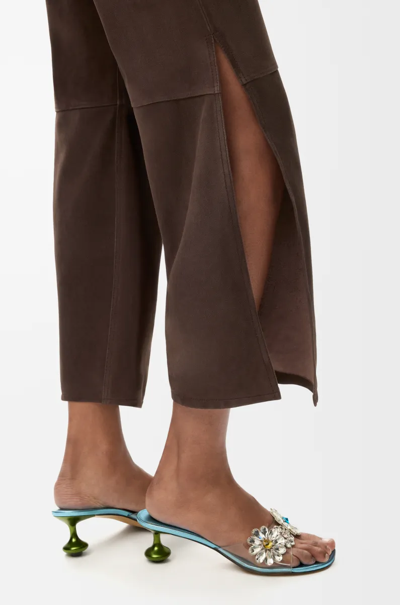 绒面羊皮革长裤