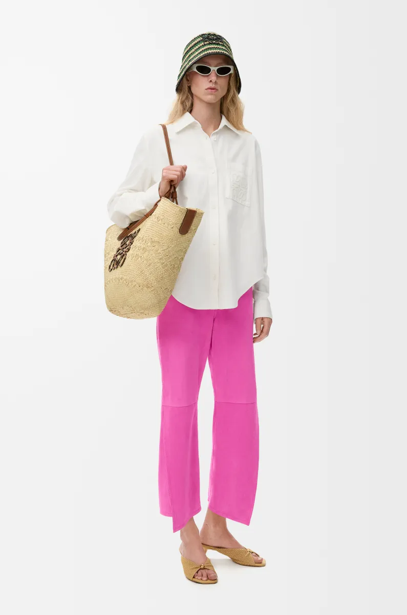 绒面羊皮革长裤