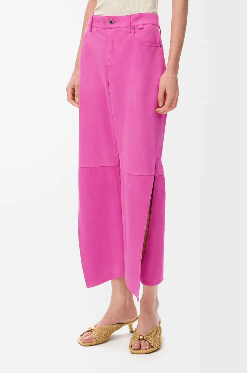 绒面羊皮革长裤